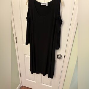 Susan Graver Black Cold Shoulder Midi Dress